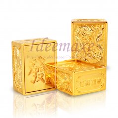 24K gold-plated Dragon and Phoenix Mahjong Set